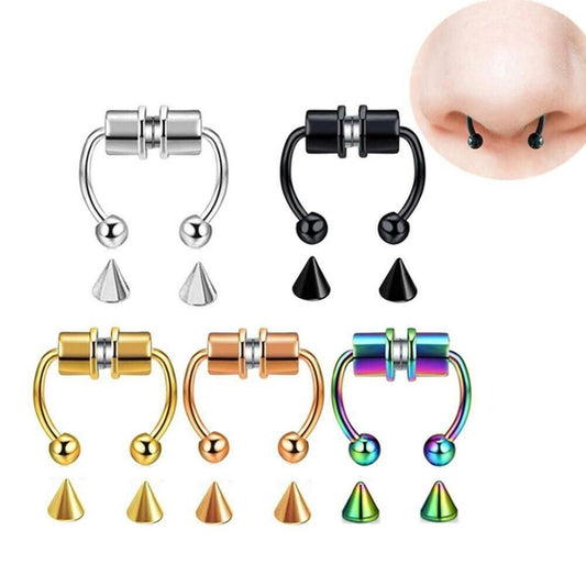 Non-Piercing Magnetic Fake Septum Nose Ring Segment Helix Tragus Faux Clicker