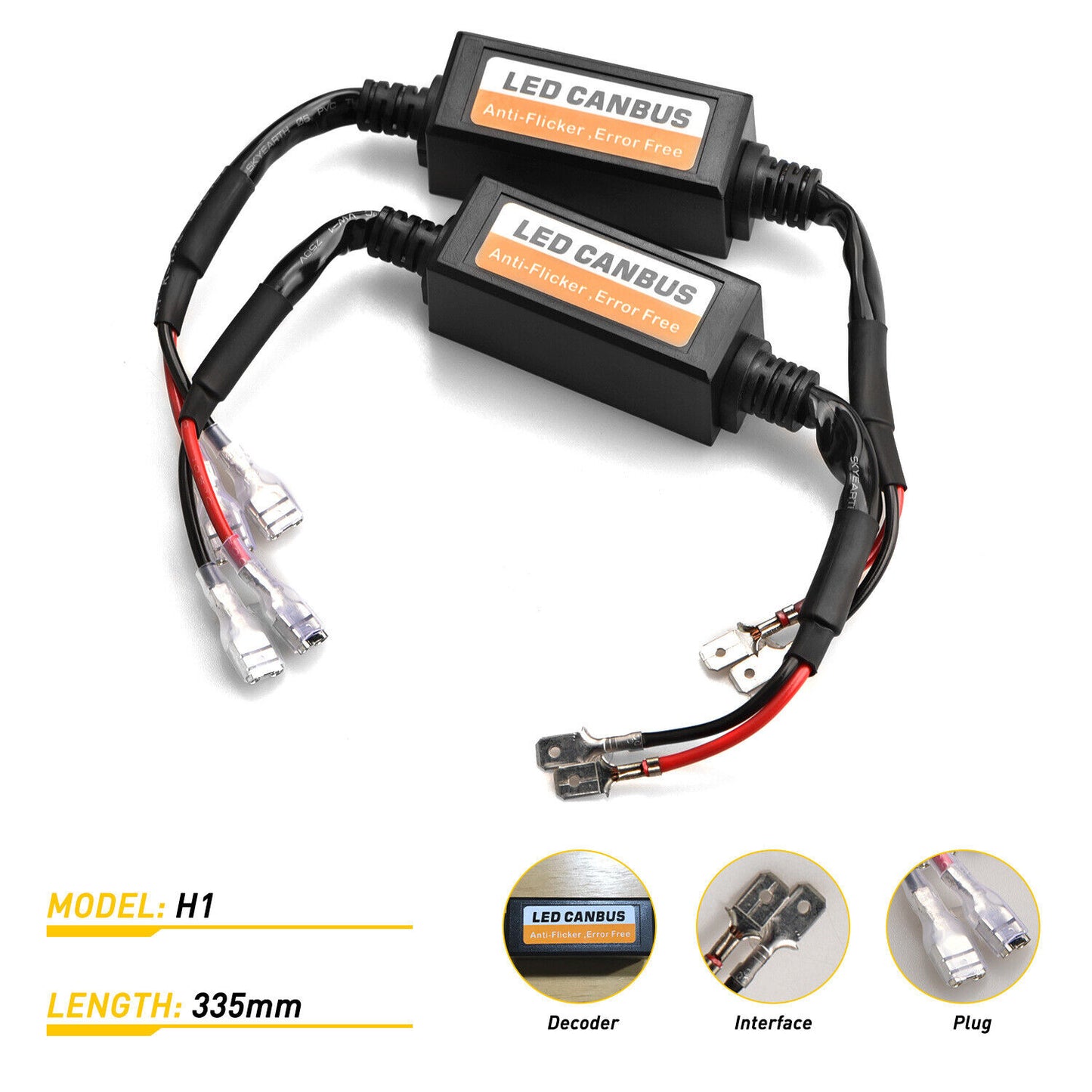 2X H11 LED Headlight Canbus Error Free Anti Flicker Resistor Canceller Decoders