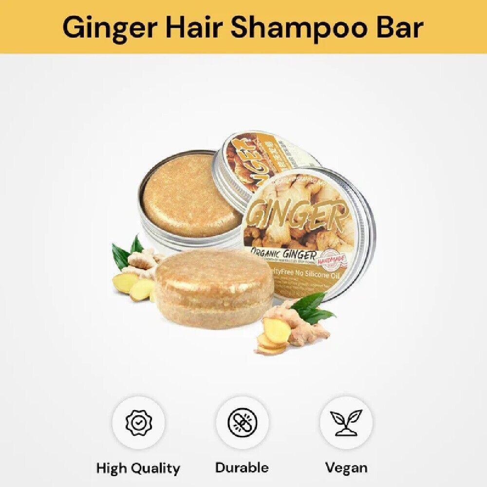 2x Organic Ginger Shampoo Bar Anti Hair Loss Shmpoo Soap Hair Growth Care Soap