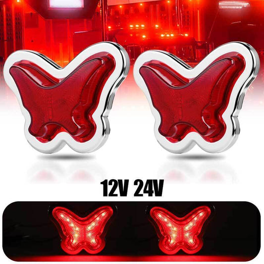 2x Red LED Side Clearance Marker Lights Truck Trailer Lamps 12V 24V New Design