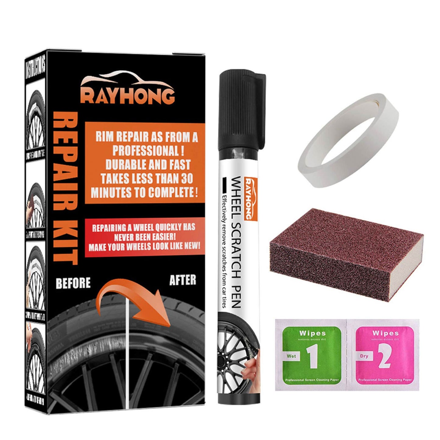 Universal Black Wheel Scratch Repair Touch Up Kit Car Rim Scratch Repair Kits