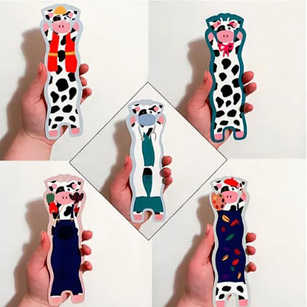 Wavy Cow Bookmarks,5PCS Cute Wavy Cow Bookmarks for Book Lovers #T