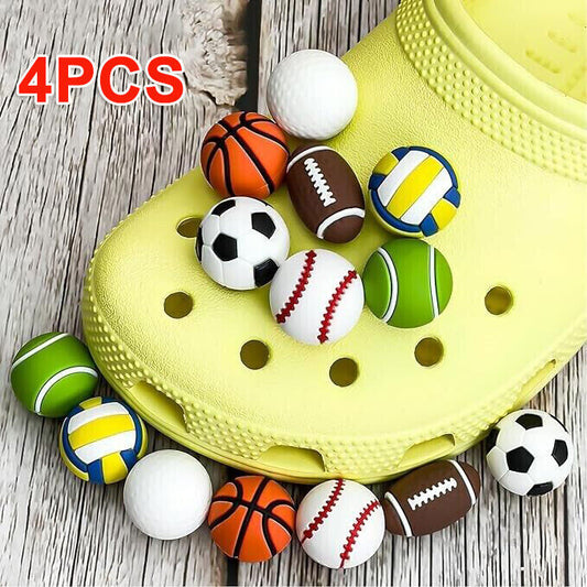 4pcs Adult Teens  Charms Sports Shoes Charm Football 3D