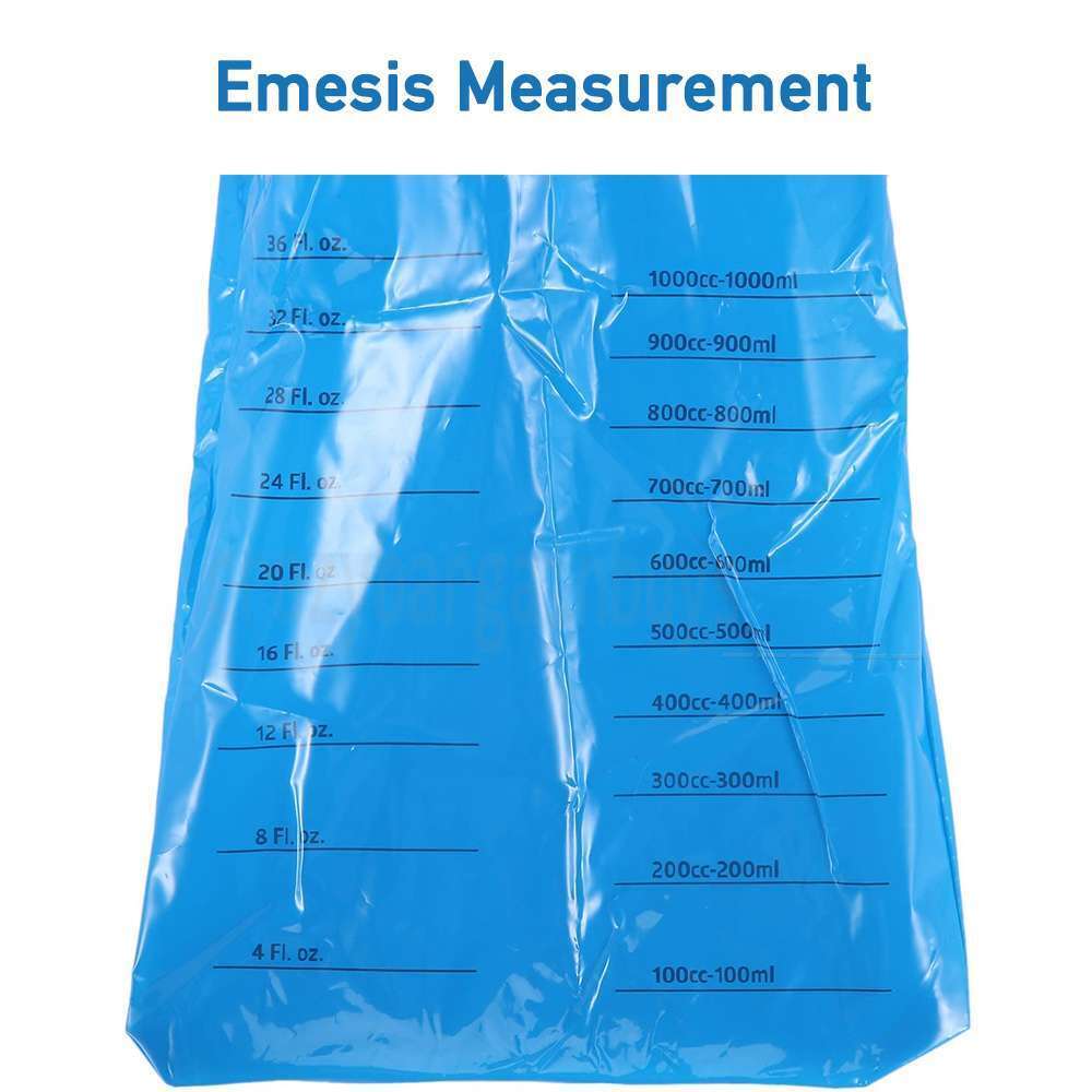 50 Sick Bags Vomit Bags Emesis Calibrated 1 Litre Infection Control Secure Tie