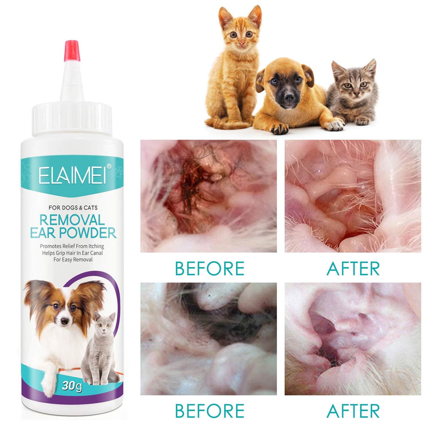 Pet Removal Hair Powder For Dog Cat Ear Cleaner Removal Ears Mite Antipruritic