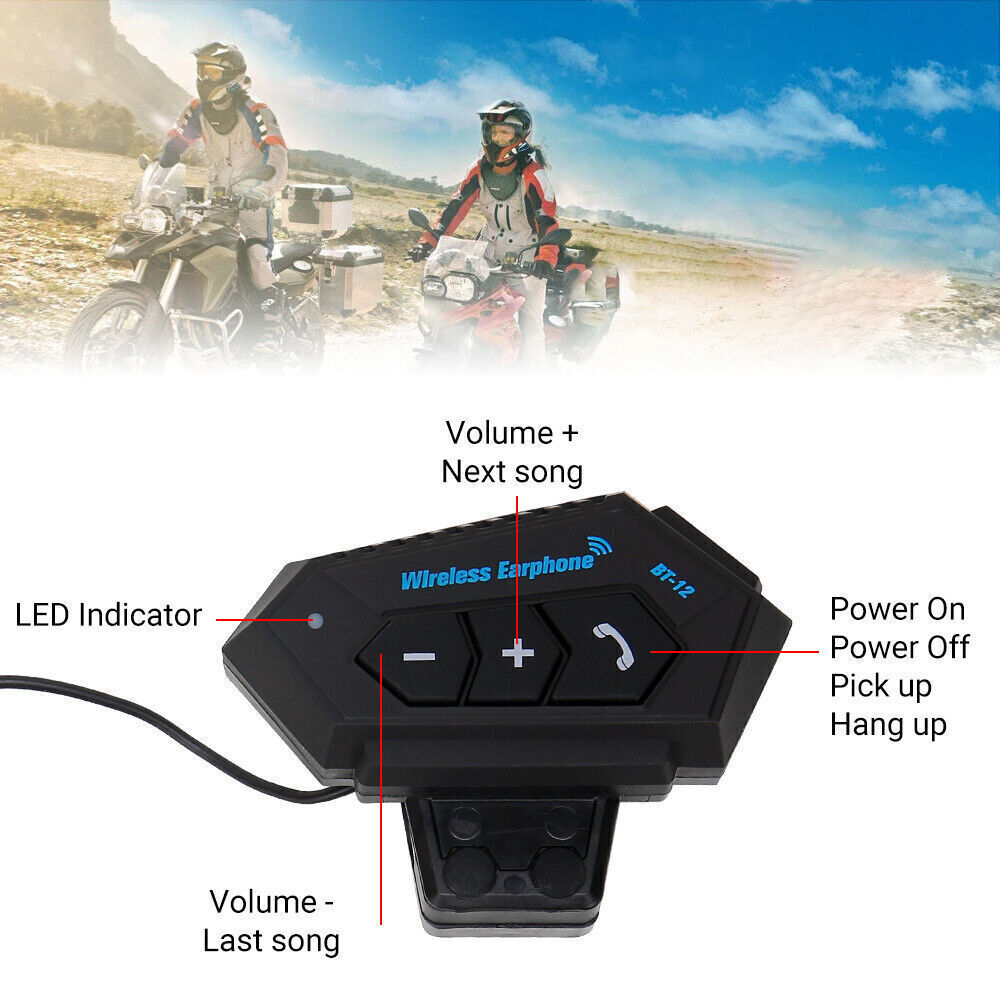 Motorcycle Bluetooth Helmet Headset Interphone Motorbike Headphone FM Intercom