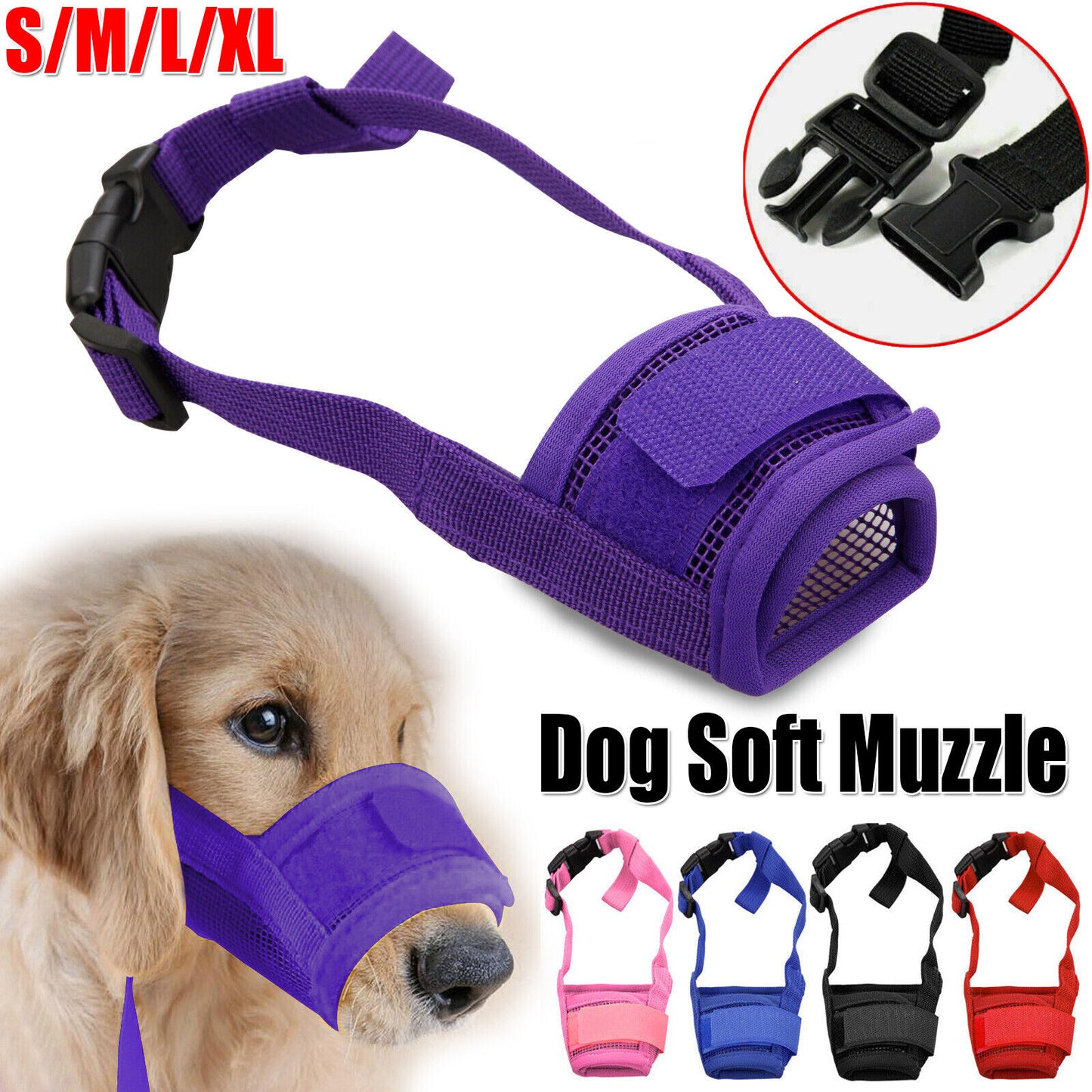 Pet Dog Adjustable Mask Bark Bite Mesh Mouth Muzzle Grooming Anti Stop Chewing