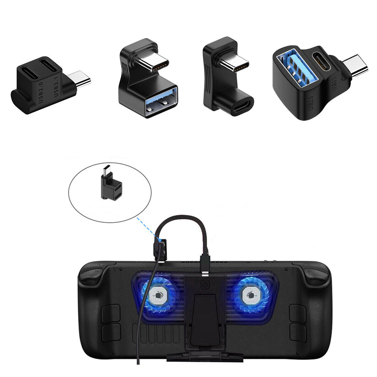 USB C Male To Female Adapter Connector C-Type 2-In-1 Adapter For Game Console