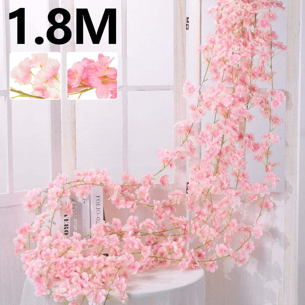 Artificial Cherry Rattan Blossom Flower Garland Vine Hang Wedding Garden Decor