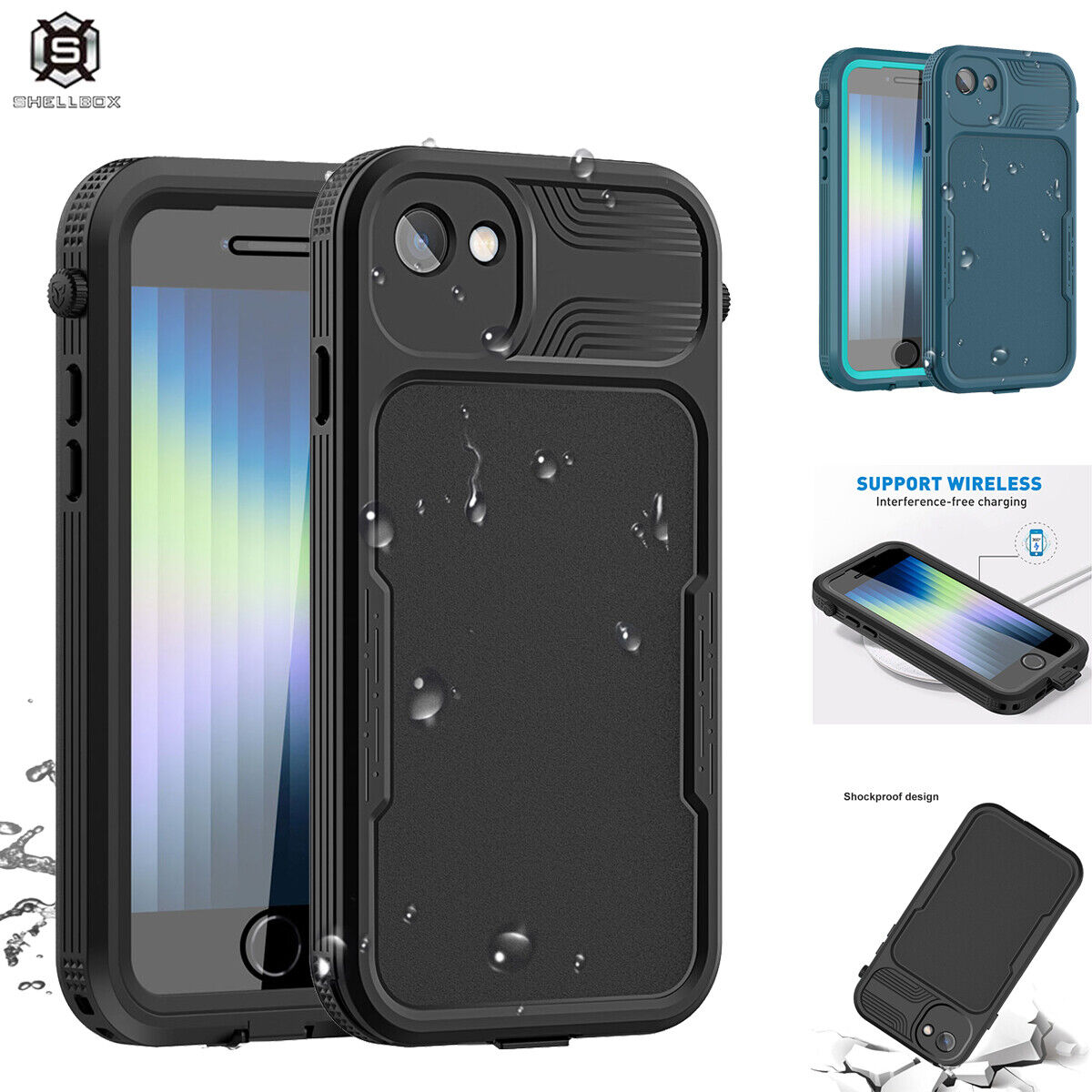 For iPhone SE 3rd/2nd Gen 2022/2020 Case Waterproof Shockproof Heavy Duty Cover