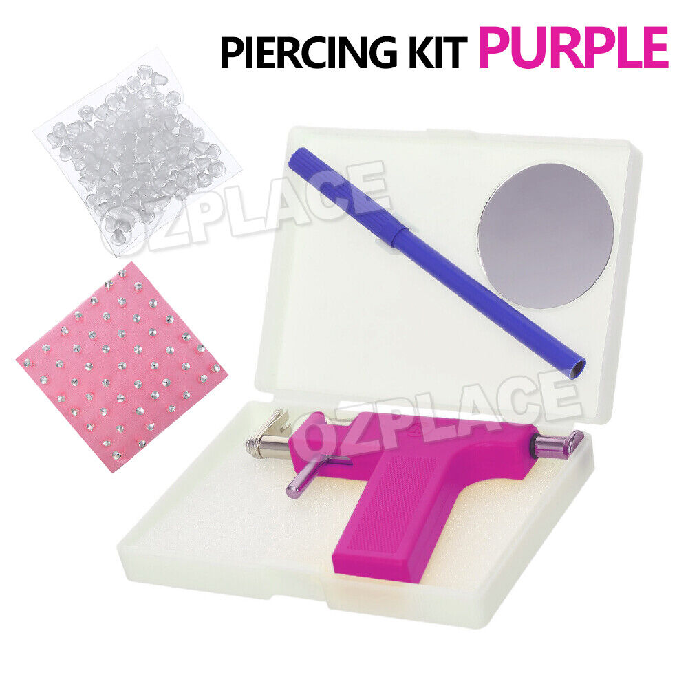 Pro Ear Body Nose Navel Piercing Gun Machine Supply Tool Kit Set + 98 Studs NEW