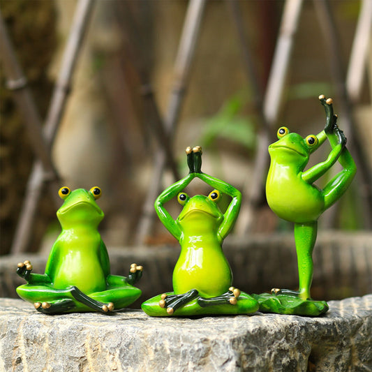 Yoga Frog Figurine Frogs Statue Funny Garden Home Décor Animal Ornament