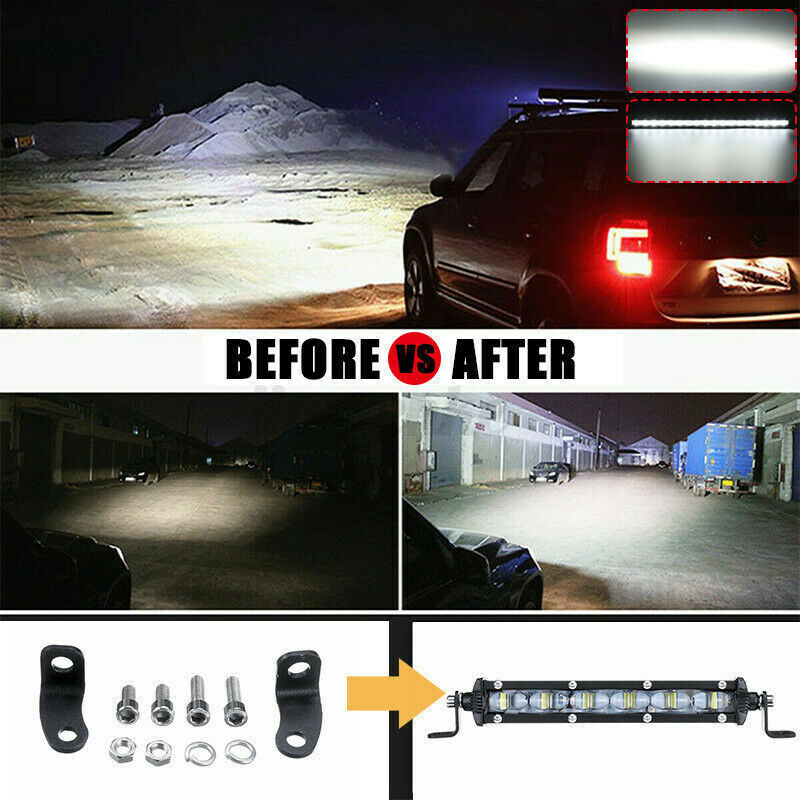 Single Row 8"inch LED Light Bar Combo Spot Flood OffRoad SUV Boat ATV Truck 4WD