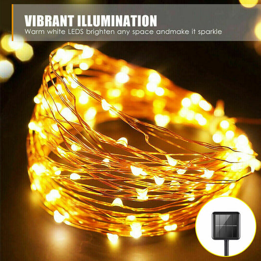 300 LED 30m/98ft Solar Powered String Lights Copper Wire Fairy Outdoor Garden