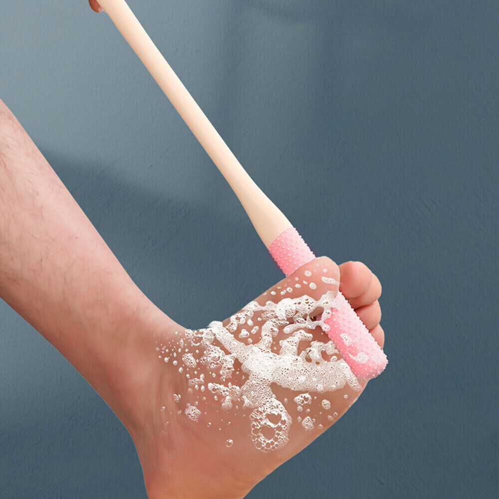 Toe Gap Cleaning Brush, Foot Scrubber in Shower, Long Handle Silicone Foot Brush