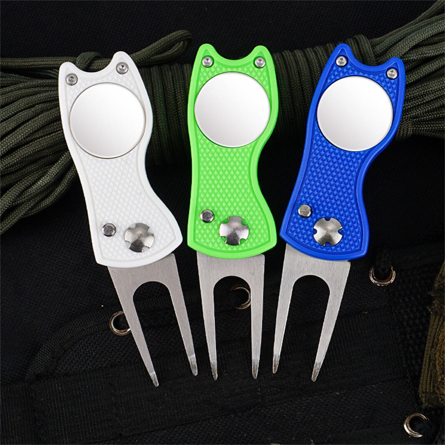 2X Golf Divot Repair Tool Ball Marker Repairer Pitch Magnetic Mark Blade Tools