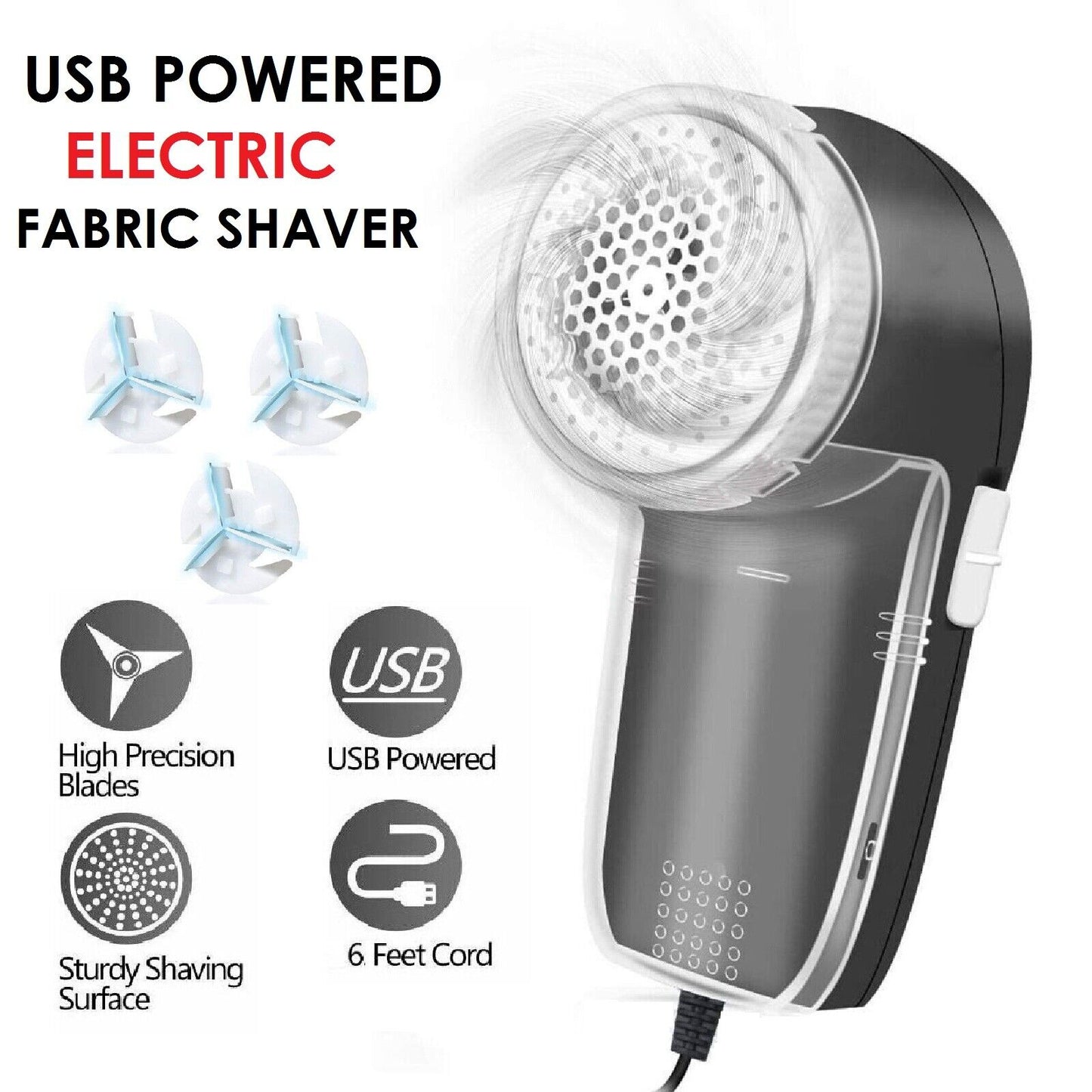 Fuzz Pilling Electric Lint Remover Fluff Clothes Ball USB Powered Fabric Shaver