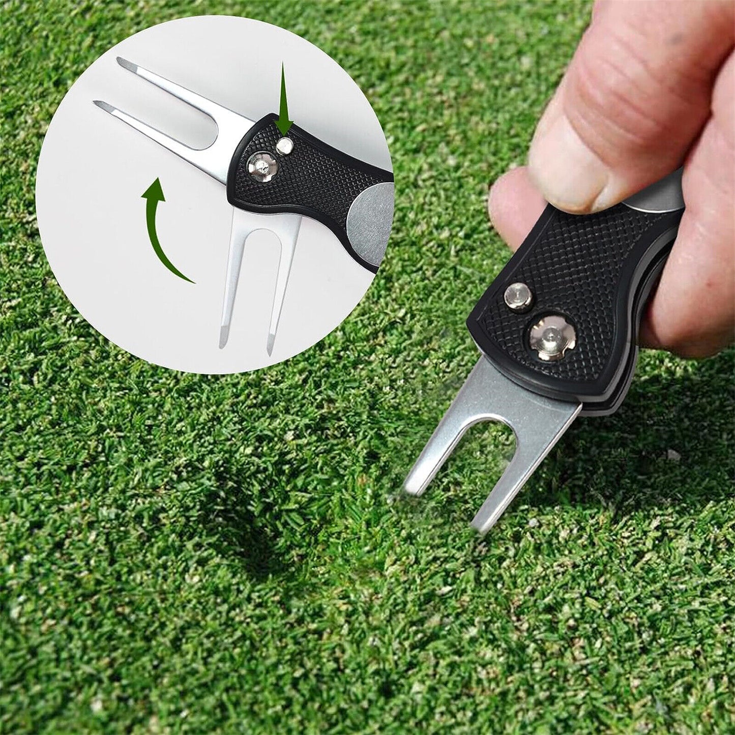 2X Golf Divot Repair Tool Ball Marker Repairer Pitch Magnetic Mark Blade Tools