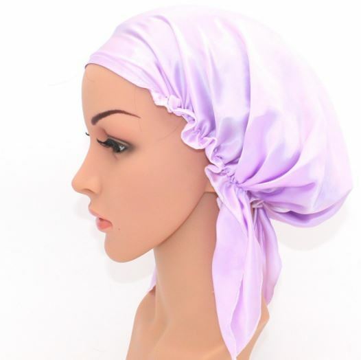 Pure Silk Womens Sleep Cap Hat Wrap Hot Hair Care Elastic Sleeping Bonnet Night