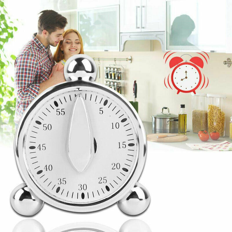 60 Minutes Mechanical Timer Kitchen Baking Cooking Reminder Loud Alarm Clock