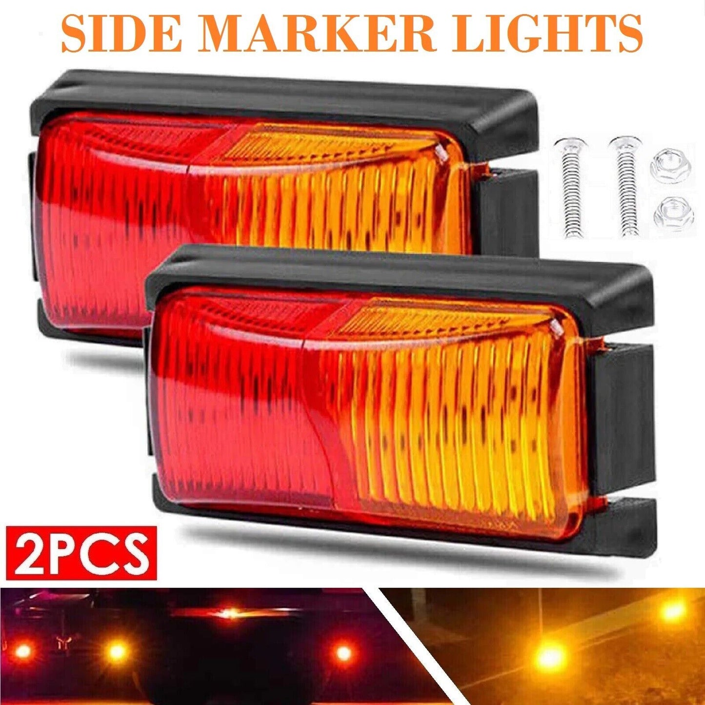 2x Red Amber LED Clearance Lights Side Marker Lamp Trailer Truck Caravan Multi Volt