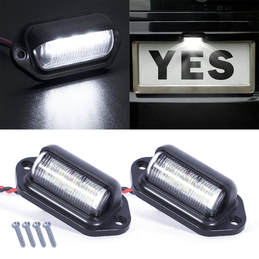 6 LED License Number Plate Lights Lamps for Truck SUV Trailer Lorry 12/24V