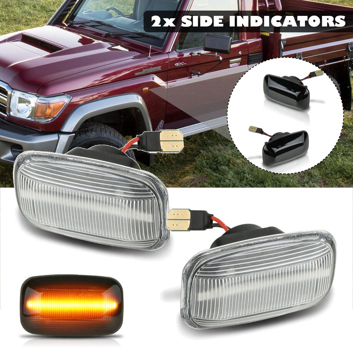 2x Clear For Toyota Land Cruiser 90 100 Ser 98-07 LED Side Marker Turn Signal Lamp