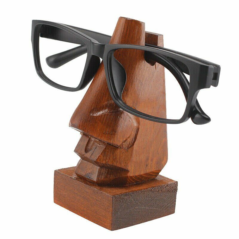 Wooden Nose-Shaped Sculpture Sunglasses Eyeglasses Glasses Holder Display Stand