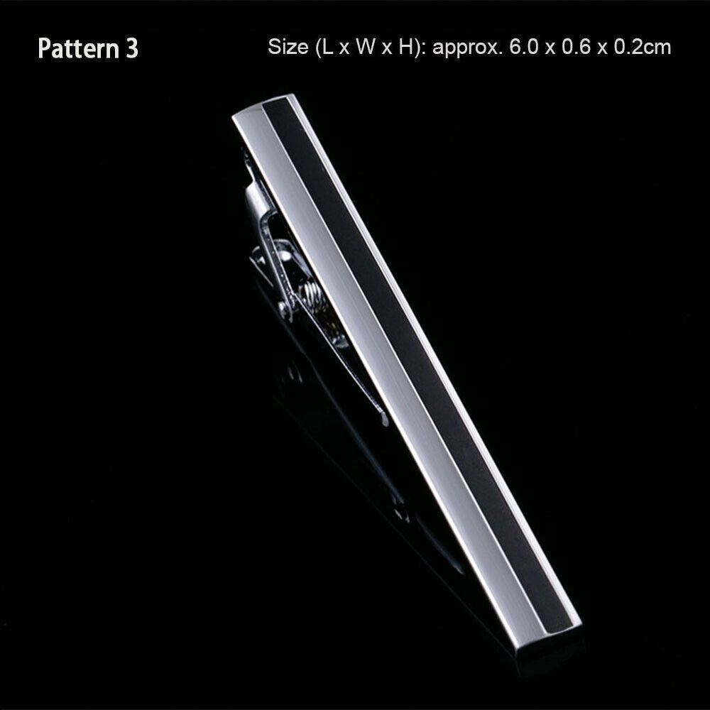 Mens New 5~6cm Clip Stainless Steel Shirt Tie Pin Bar Clasp Wedding Silver Black