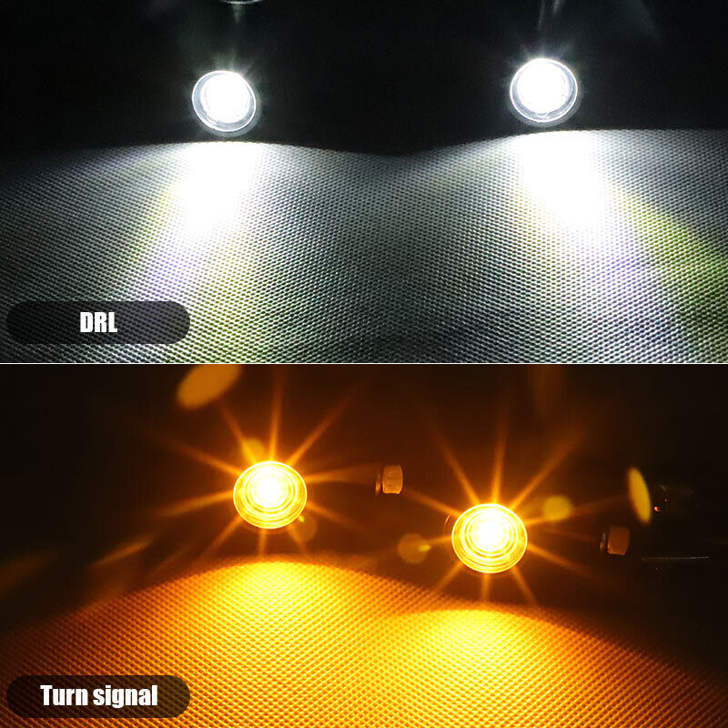 2x Mini Motorcycle Indicators Bullet LED Turn Signal Lamp Universal Amber+White