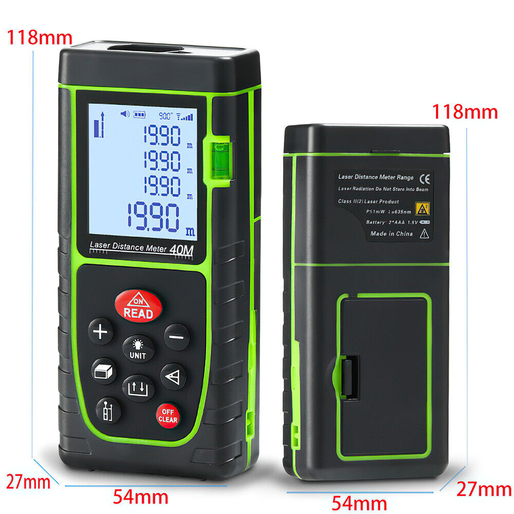 Laser Point Measure Distance Meter Range Finder 40m 130FT Handheld Digital Tool