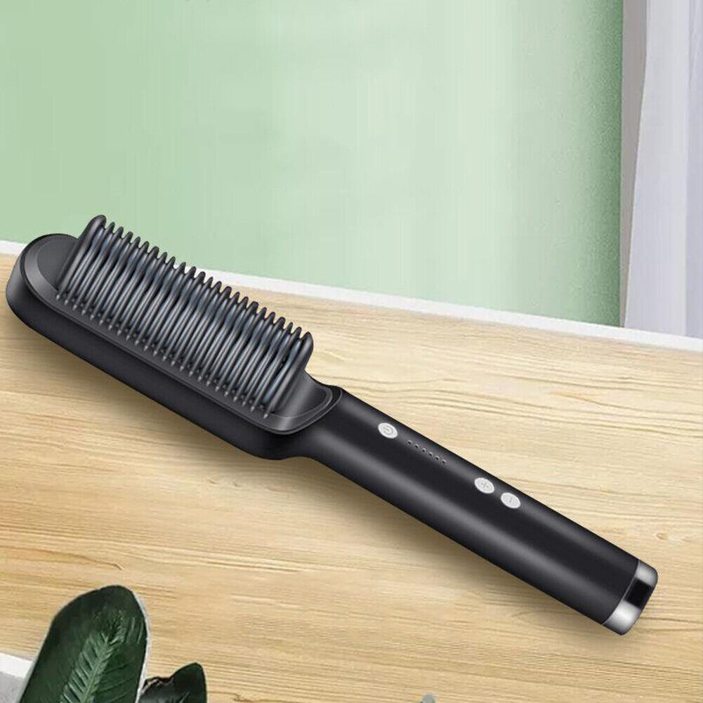 Negative ion Electric Hair Straightener Brush Curler Lazy Comb Hot Flat Artifact