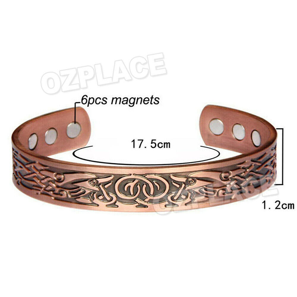 Pure Copper Magnetic Bracelet Arthritis Pain Relief Bangle Healing Therapy Gift