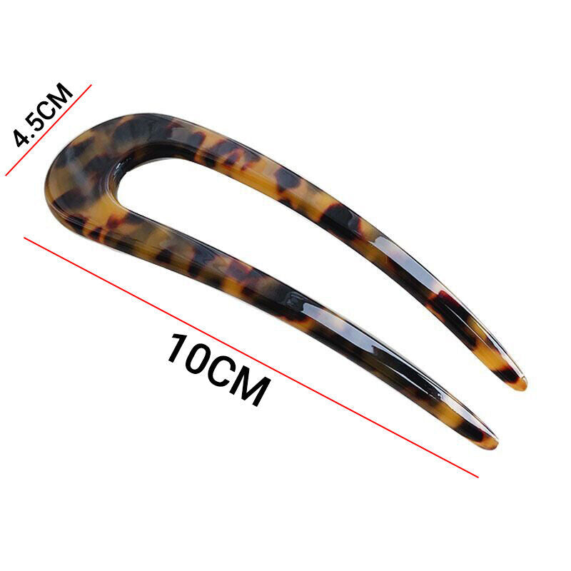 2x U-Shape Hair Clips Stick Tortoise Shell Hairstyle Hair Pin Hair Accessories