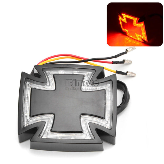 Motorcycle ABS Cross LED Brake Running Tail light Indicator For Harley Chopper