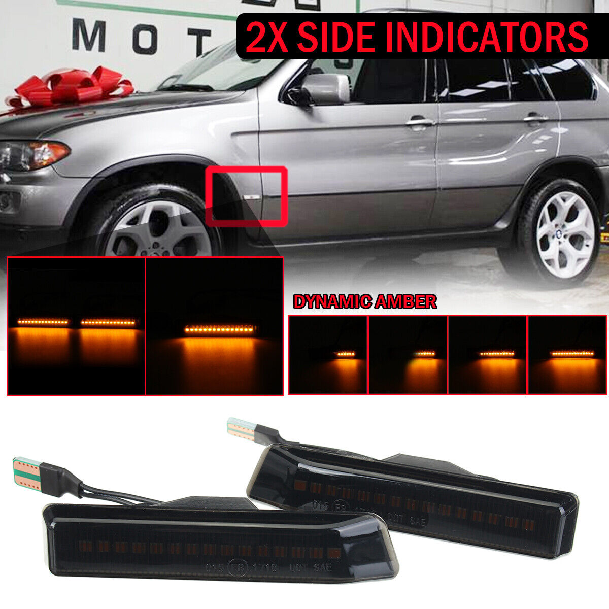 Smoke Amber LED Turn Signal Side Marker Light Lamp For BMW E53 X5 E36 Coupe