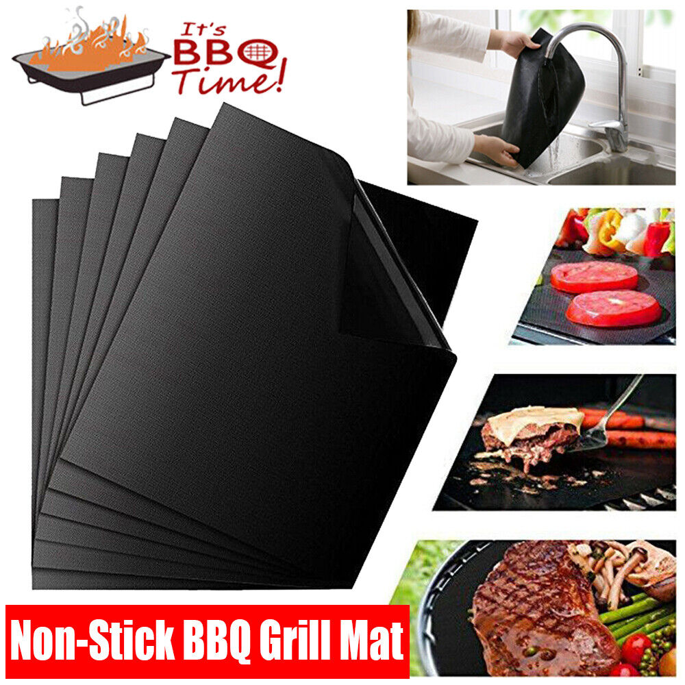 3 BBQ Grill Mat Reusable Sheet Resistant Non-Stick Barbecue Bake Meat