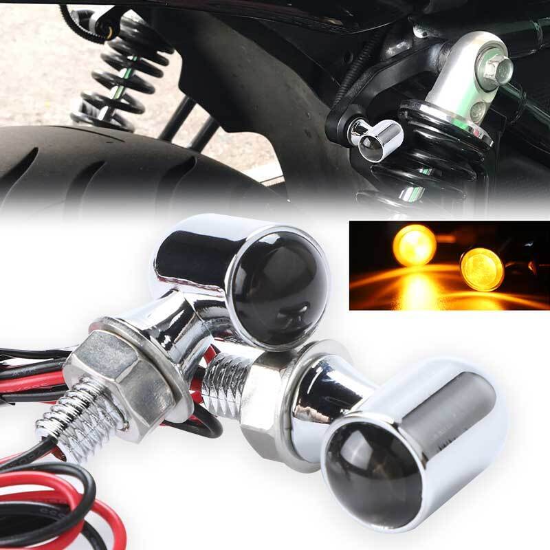 2x Universal chrome Motorcycle LED Indicators Turn Signals Blinker Lights Amber