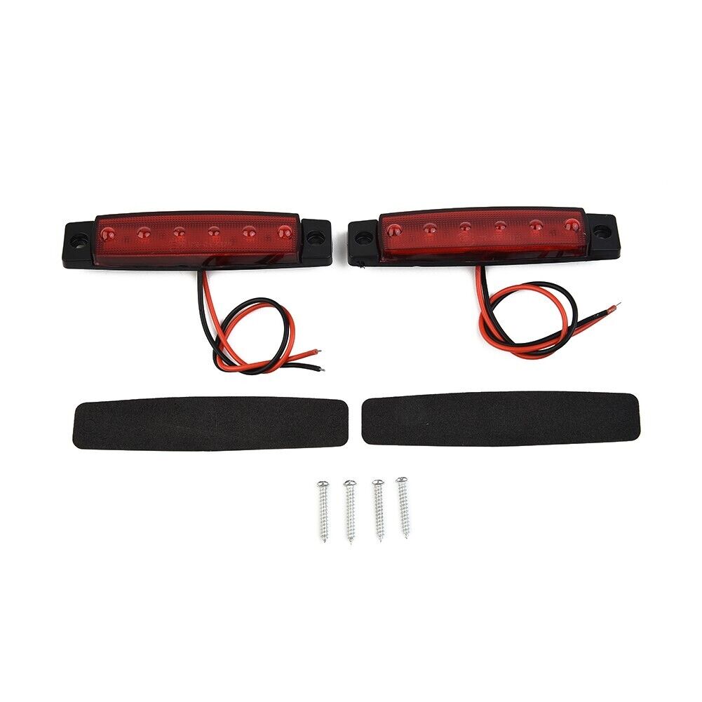 Set of 2 Waterproof 6 LED Red Brake Stop Tail Lights for Trucks and Trailers