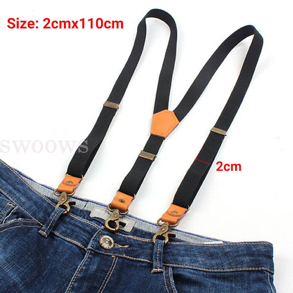 3 Hooks Hanging Pants Clip Suspenders Clips Tie Suspenders Adjustable Braces NEW