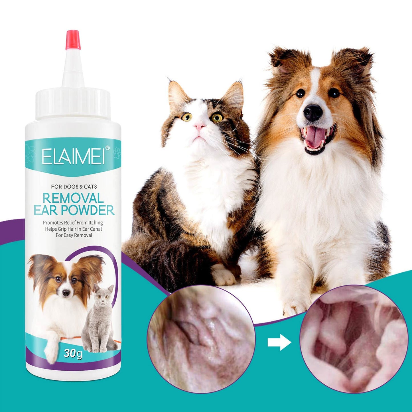 Pet Removal Hair Powder For Dog Cat Ear Cleaner Removal Ears Mite Antipruritic