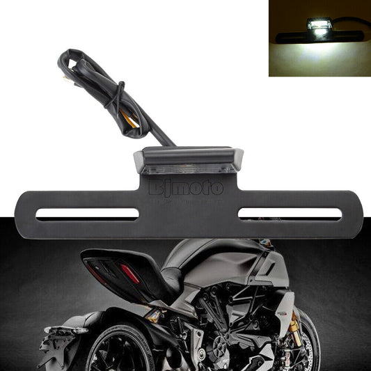 Motorcycle License Plate 3 LED Tail Light Frame Holder Rear Bracket Mount