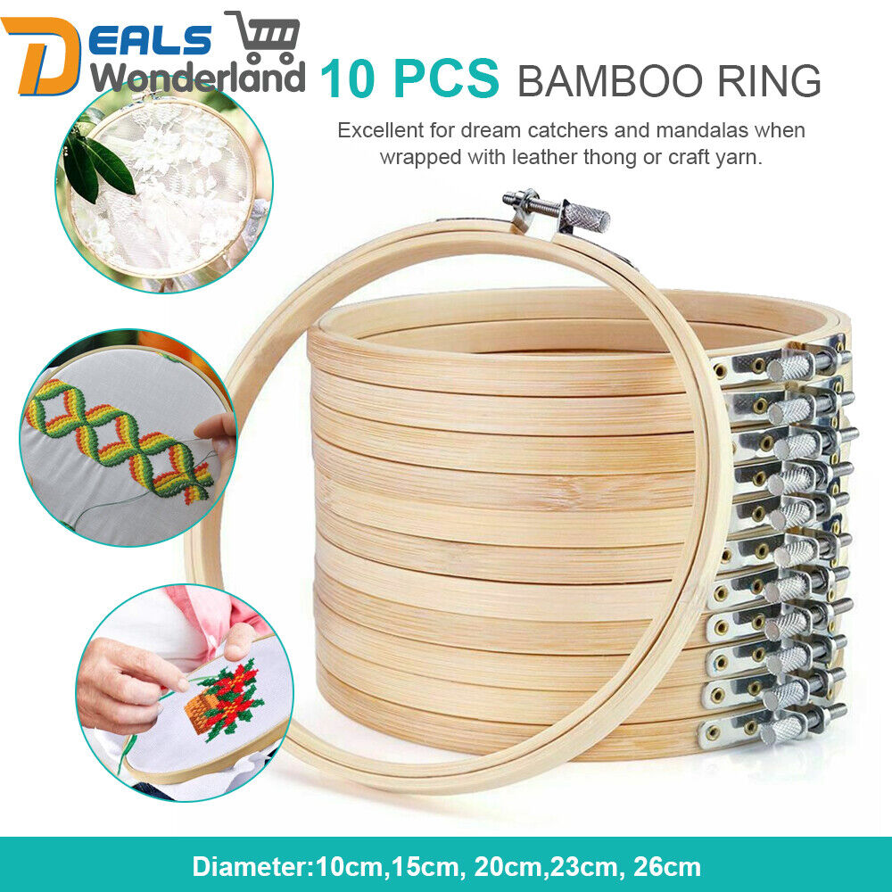 10PCS Wooden Embroidery Hoops Ring Bamboo Sewing Tools For Wedding Craft DIY