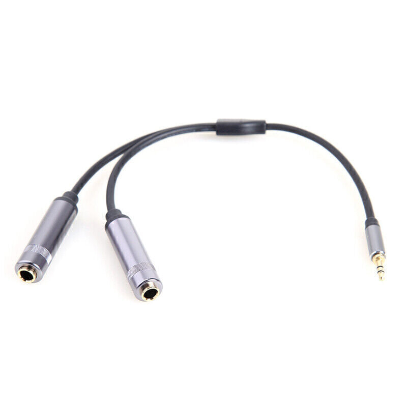 3.5mm 1/8" Stereo Male to Dual 6.35mm 1/4" Female Audio Y-Cable Splitter Cord