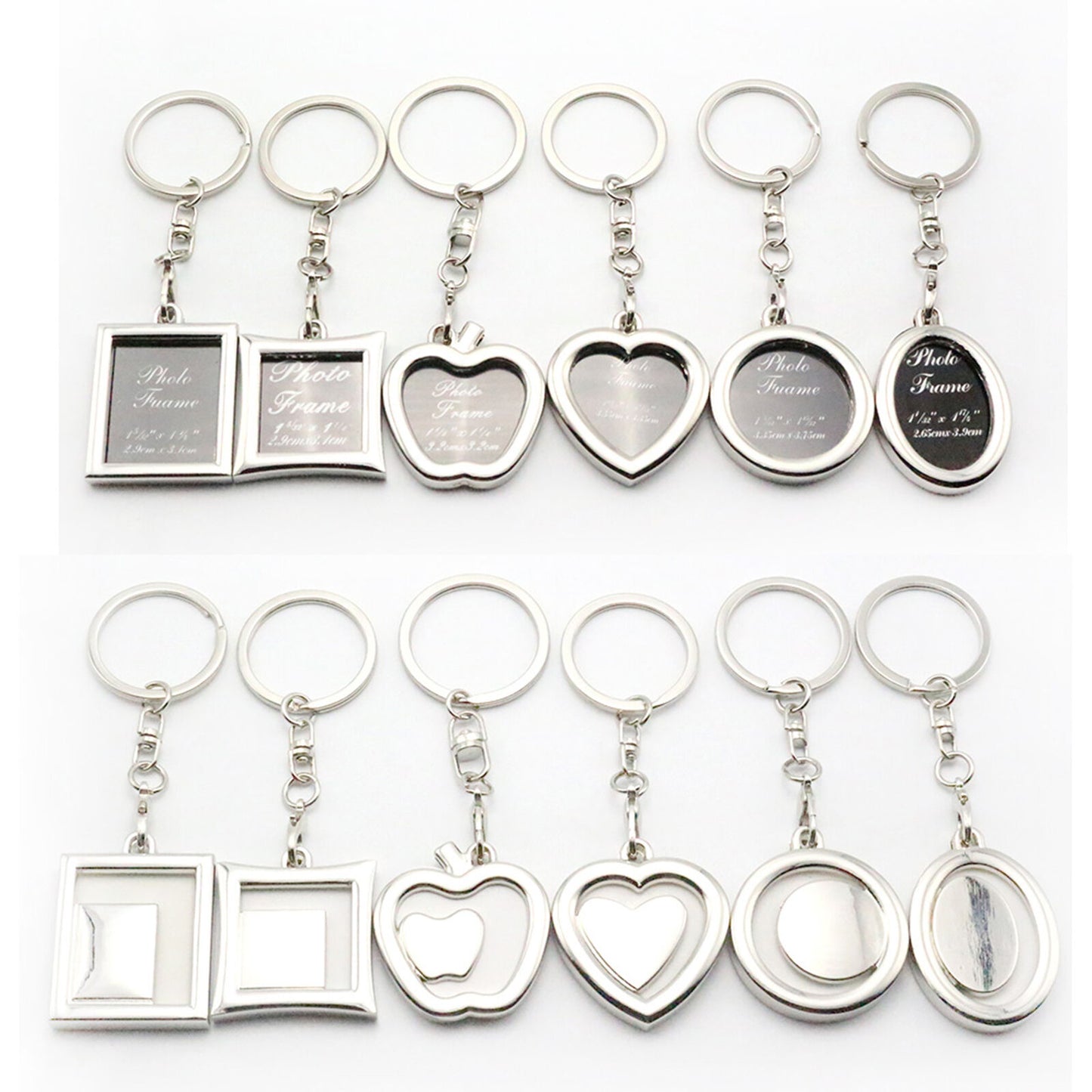 3x Metal Cleat Insert Photo Picture Frame Keyring Pendant Keychain DIY Xmas Gift