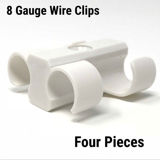 4 Dual Cable Clip screw down Clamp 8 GA WHITE Power Ground Wire Manage clippit