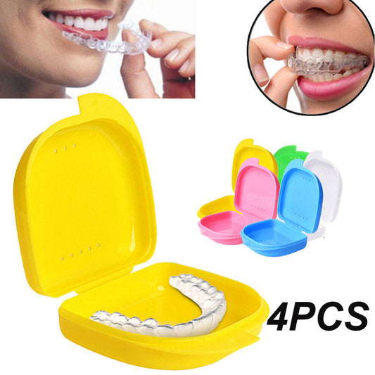 4pcs Orthodontic Retainer Box Sport Mouth Case Dental Denture Teeth Guard Storage