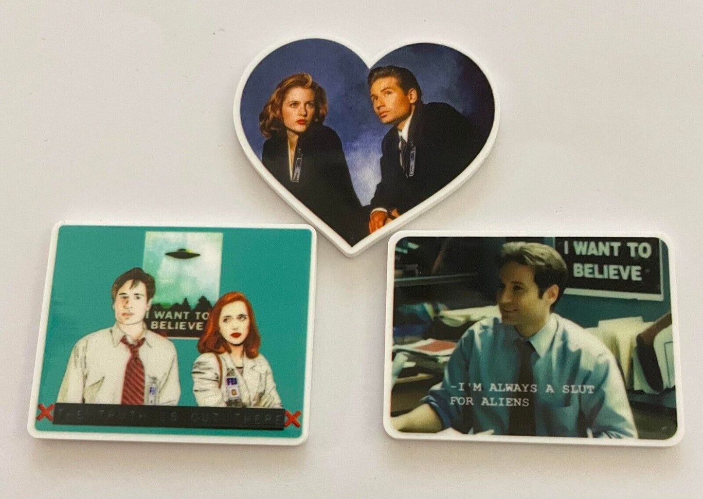 set of 3 Fridge Magnets Magnet X-FILES Scully and Mulder Acrylic