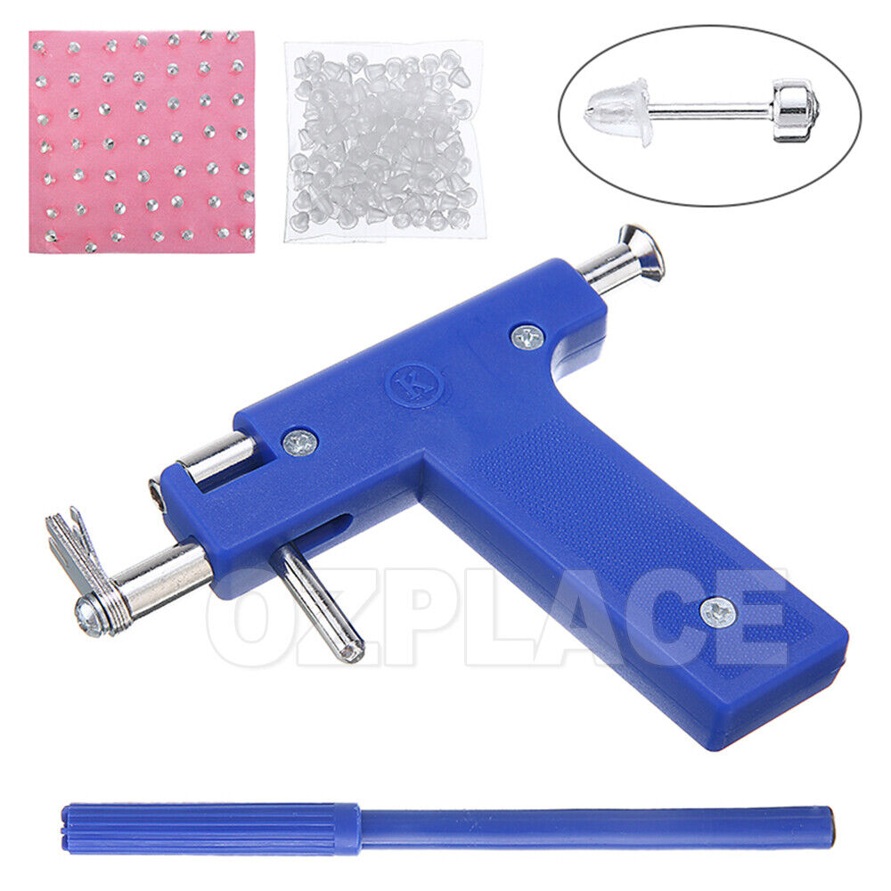 Pro Ear Body Nose Navel Piercing Gun Machine Supply Tool Kit Set + 98 Studs NEW