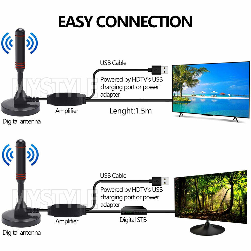 Portable TV Antenna Indoor Outdoor Digital HD Freeview Aerial Ariel 200Mile